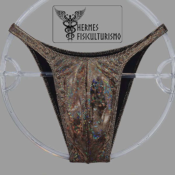 Sunga Bodybuilder Ouro Holográfica - Corte Pró