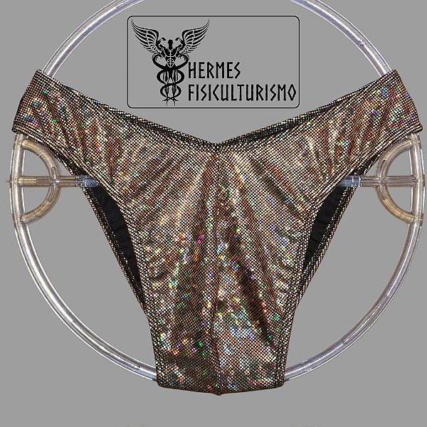 Sunga Bodybuilder Ouro Holográfica - Corte IFBB