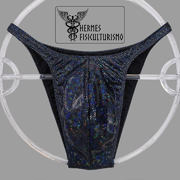 Sunga Bodybuilder Preta Holográfica - Corte Pró