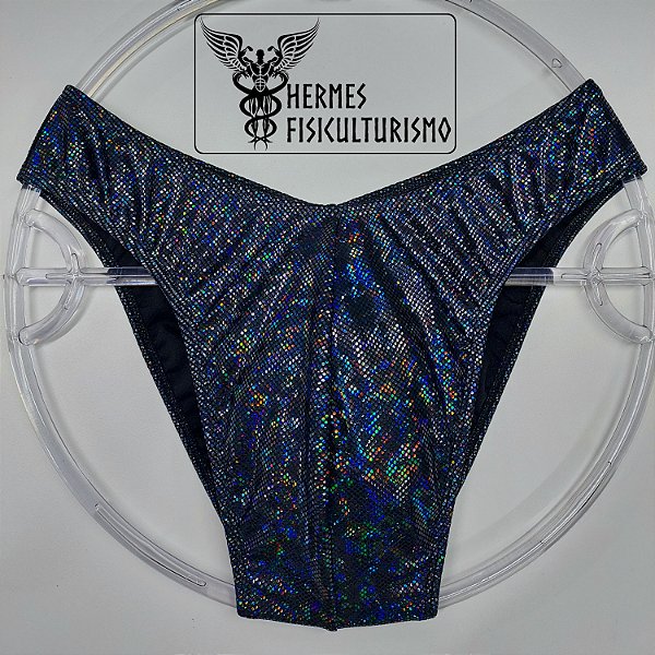 Sunga Bodybuilder Preta Holográfica - Corte IFBB