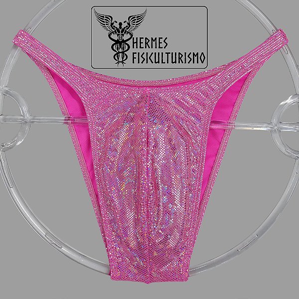 Sunga Bodybuilder Rosa Clara Holográfica - Corte Pró