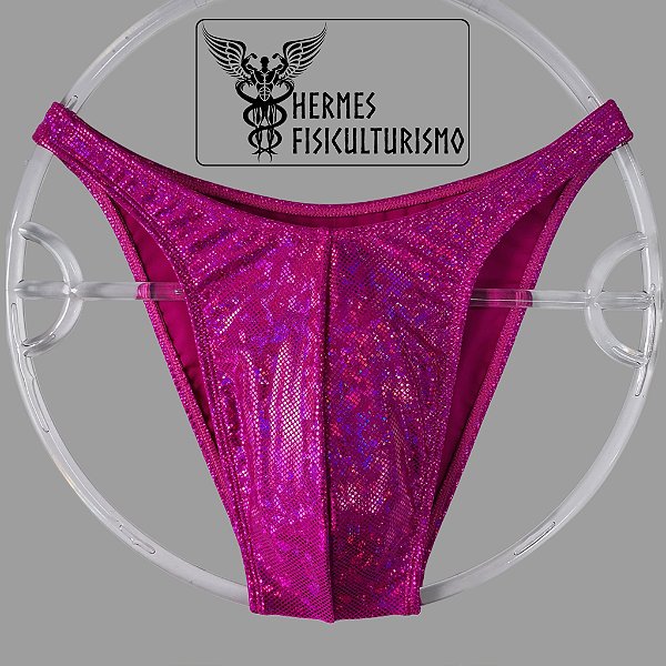 Sunga Bodybuilder Rosa Holográfica - Corte Tradicional