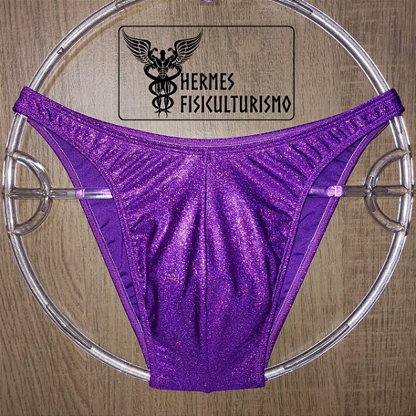 Sunga Bodybuilder Roxa Brilhante Holográfica - Corte Tradicional