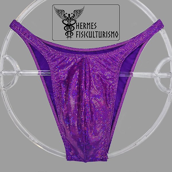 Sunga Bodybuilder Roxa Holográfica - Corte Pró