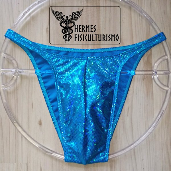 Sunga Bodybuilder Turquesa Holográfica - Corte Pró