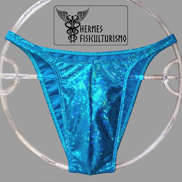 Sunga Bodybuilder Turquesa Holográfica - Corte Pró