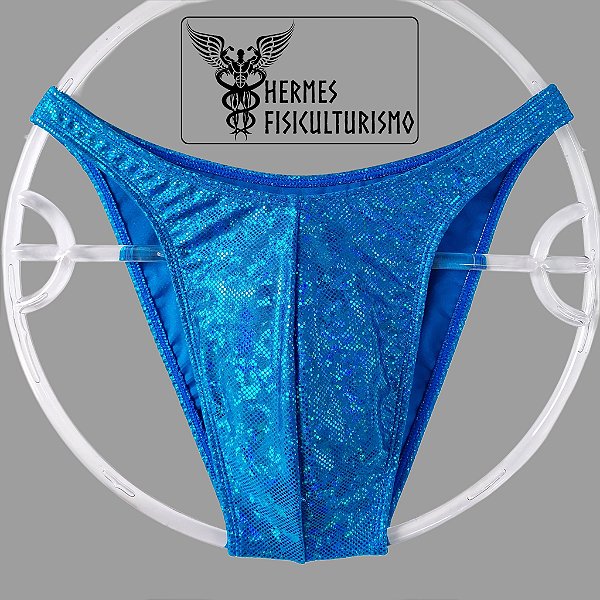 Sunga Bodybuilder Turquesa Holográfica - Corte Tradicional