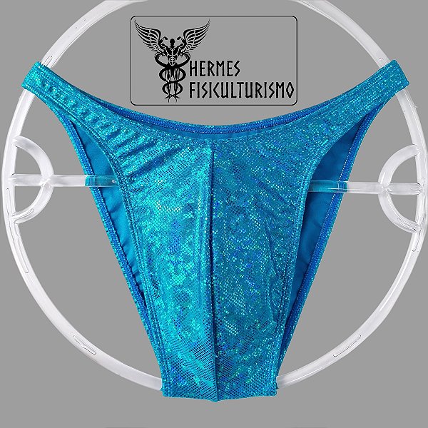 Sunga Bodybuilder Turquesa Holográfica - Corte Tradicional