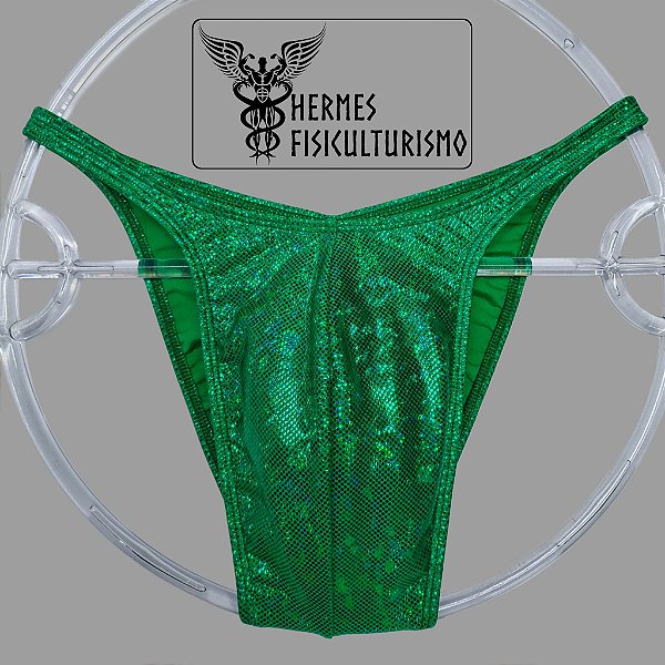 Sunga Bodybuilder Verde Holográfica - Corte Pró