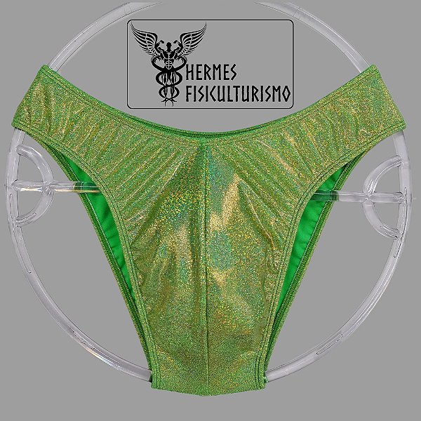 Sunga Bodybuilder Verde Limão Brilhante Holográfica - Corte IFBB