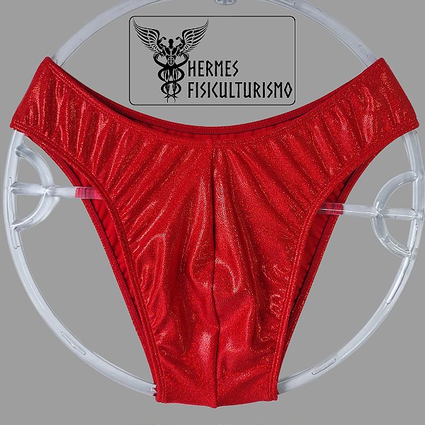 Sunga Bodybuilder Vermelha Brilhante Holográfica - Corte IFBB
