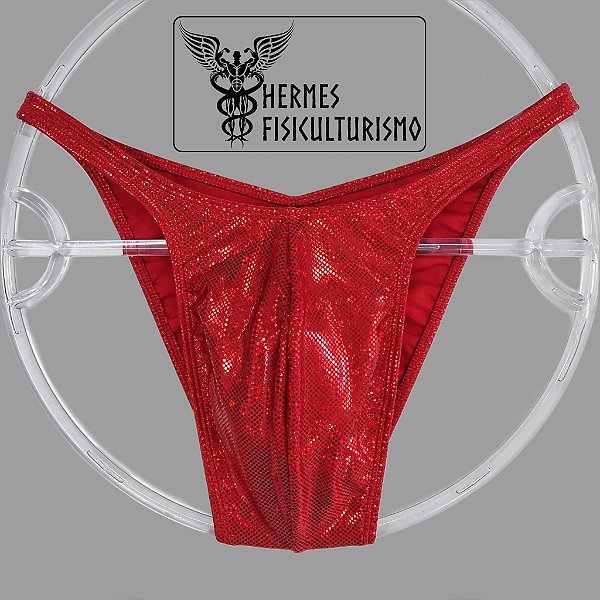 Sunga Bodybuilder Vermelha Holográfica - Corte Pró