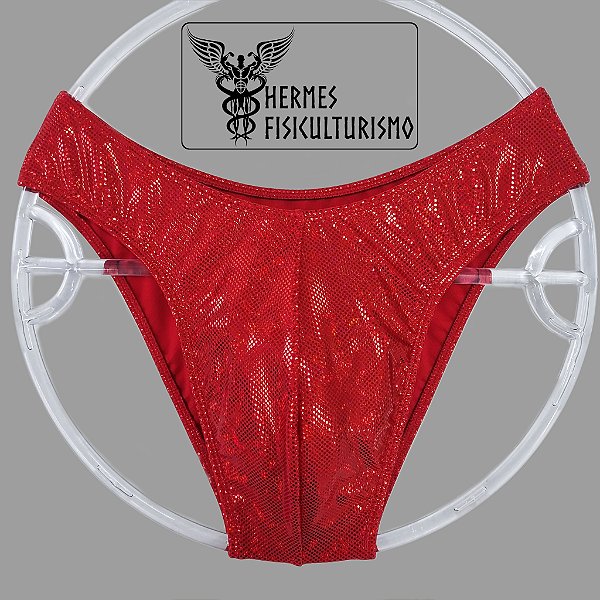 Sunga Bodybuilder Vermelha Holográfica - Corte IFBB