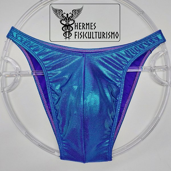 Sunga Bodybuilder Azul com Roxo Brilhante - Corte Tradicional