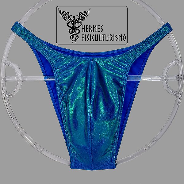Sunga Bodybuilder Azul com Verde Brilhante - Corte Pró
