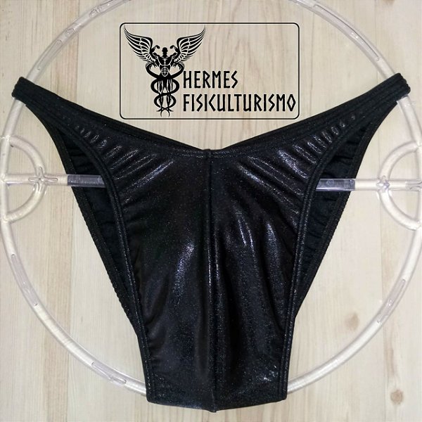 Sunga Bodybuilder Preta Brilhante - Corte Tradicional