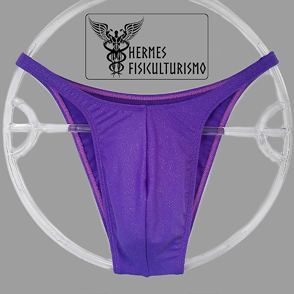Sunga Bodybuilder Roxa com Glitter Brilhante - Corte Pró