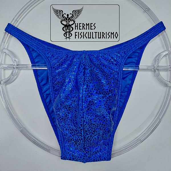 Sunga Bodybuilder Azul Real Escama Réptil - Corte Pró