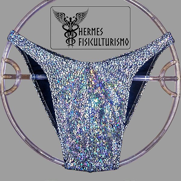Sunga Bodybuilder Prata Escama Réptil - Corte Tradicional