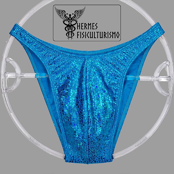 Sunga Bodybuilder Turquesa Escama Réptil - Corte Tradicional
