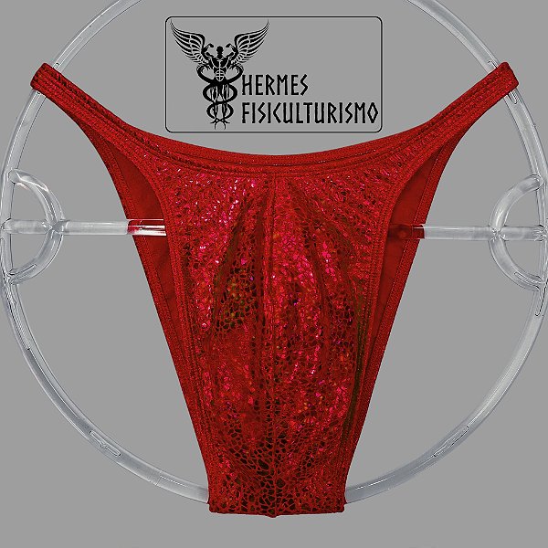 Sunga Bodybuilder Vermelha Escama Réptil - Corte Pró