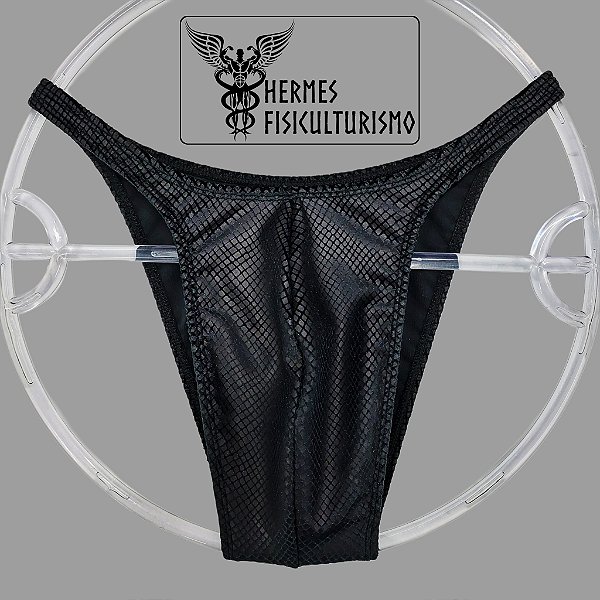 Sunga Bodybuilder Preta Veludo Escama Cobra - Corte Pró