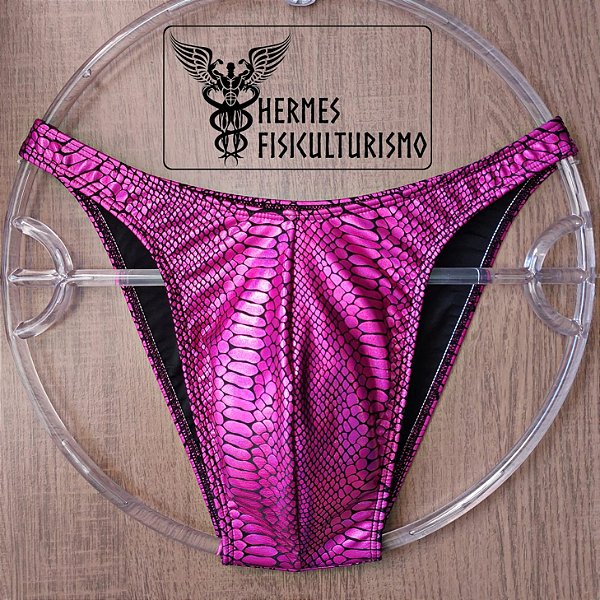Sunga Bodybuilder Rosa Escama Cobra - Corte Tradicional