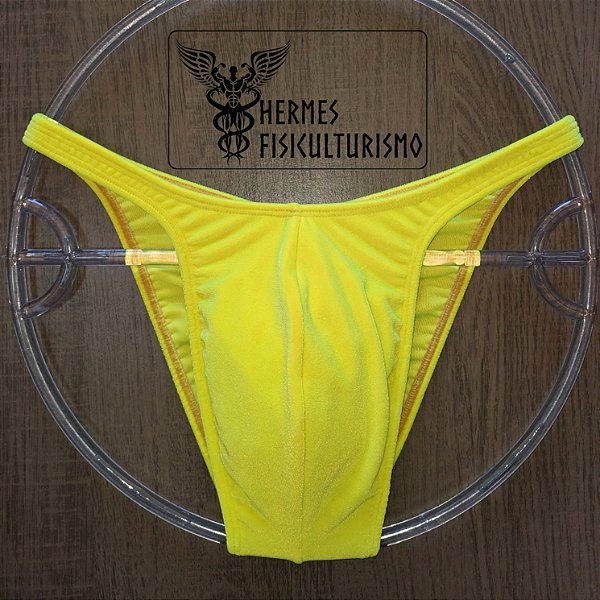 Sunga Bodybuilder Amarela em Veludo - Corte Pró