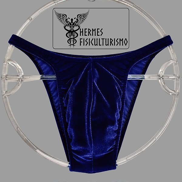 Sunga Bodybuilder Azul Marinho em Veludo - Corte Pró