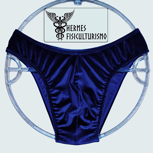 Sunga Bodybuilder Azul Marinho em Veludo - Corte IFBB