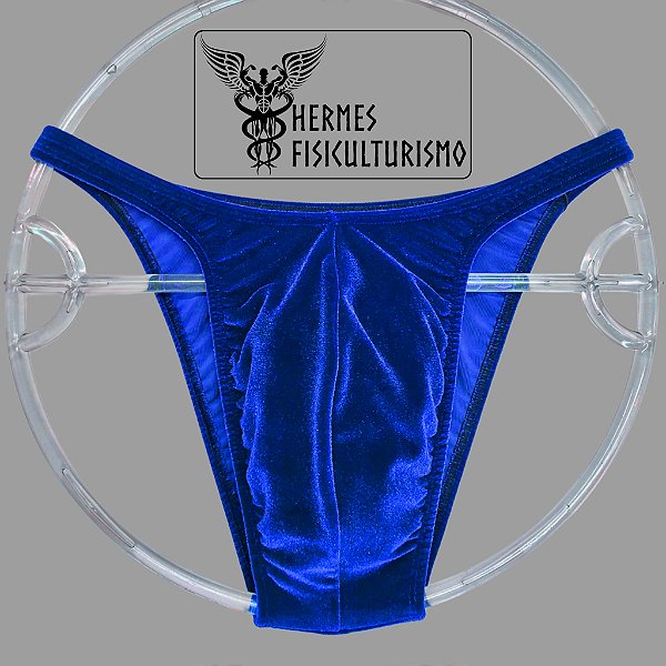 Sunga Bodybuilder Azul Real em Veludo - Corte Pró