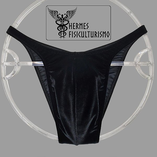 Sunga Bodybuilder Preta em Veludo - Corte Pró