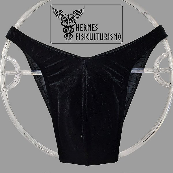 Sunga Bodybuilder Preta em Veludo - Corte Tradicional