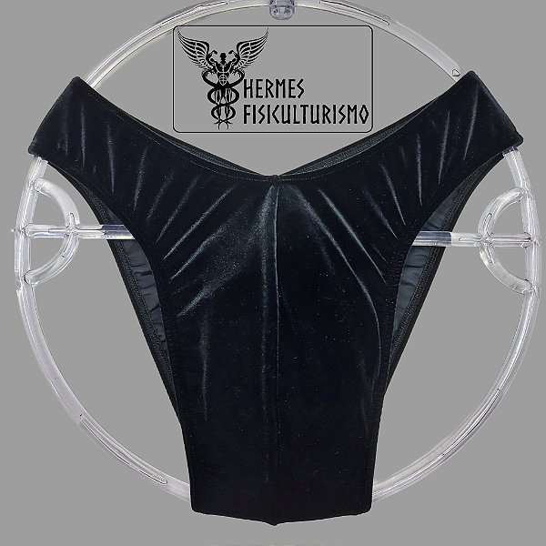 Sunga Bodybuilder Preta em Veludo - Corte IFBB