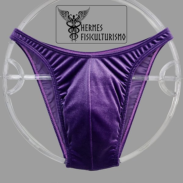 Sunga Bodybuilder Roxa em Veludo - Corte Tradicional