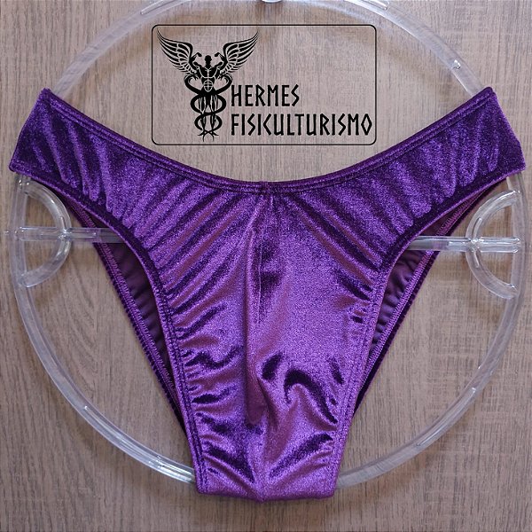 Sunga Bodybuilder Roxa em Veludo - Corte IFBB