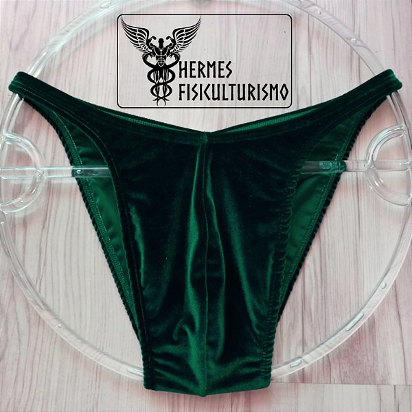 Sunga Bodybuilder Verde em Veludo - Corte Tradicional