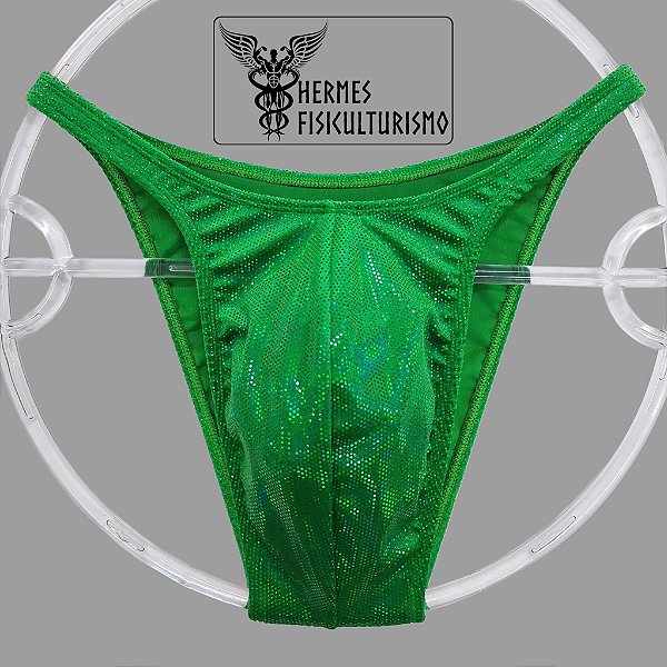 Sunga Bodybuilder Verde em Veludo Holográfico - Corte Pró