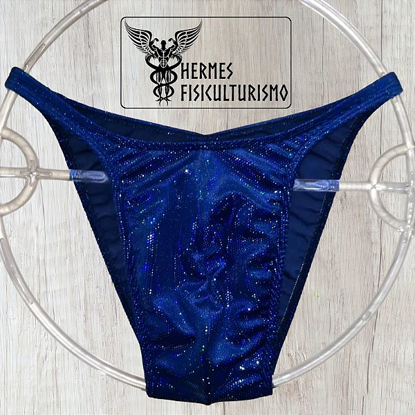 Sunga Bodybuilder Azul em Veludo Holográfico - Corte Pró