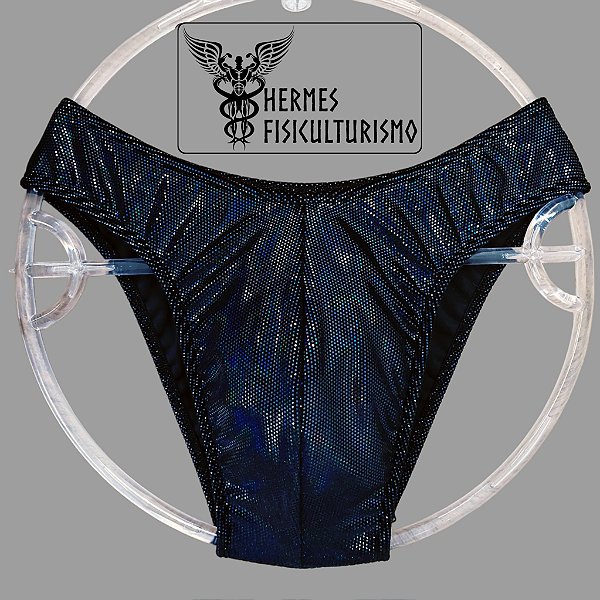 Sunga Bodybuilder Preta em Veludo Holográfico - Corte IFBB