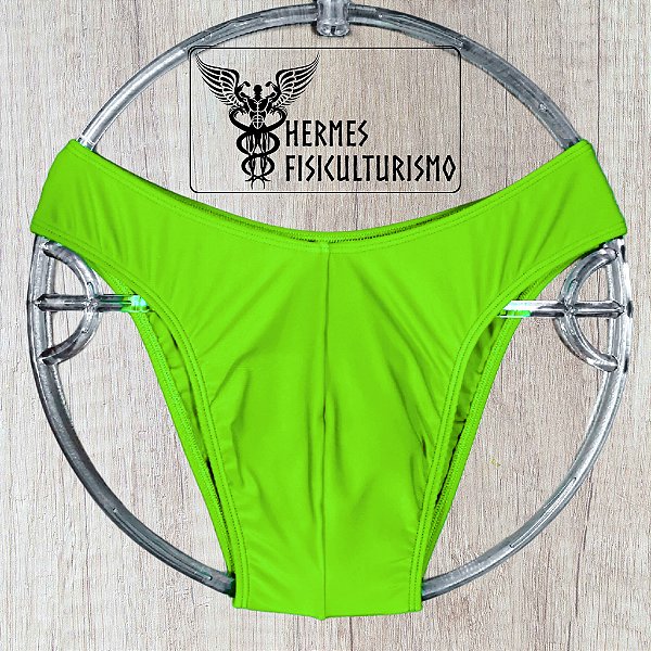 Sunga Bodybuilder Verde Limão em Lycra - Corte IFBB