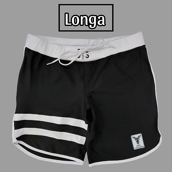 Bermuda Men's Physique Longa Preta com Listras Brancas