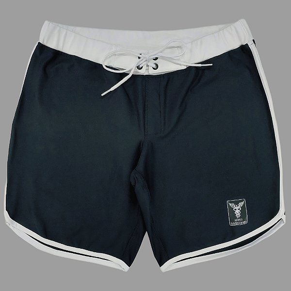 Bermuda Men's Physique Curta Preta com Branco