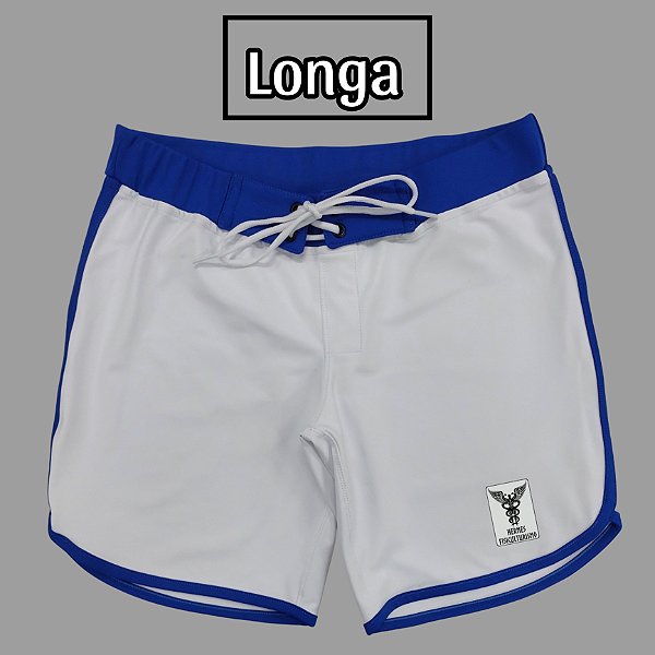 Bermuda Men's Physique Longa Branca com Azul Índigo