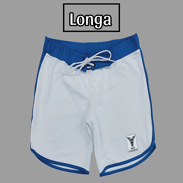Bermuda Men's Physique Longa Branca com Azul Índigo