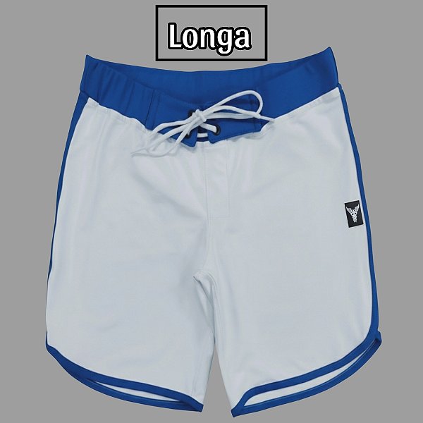 Bermuda Men's Physique Longa Branca com Azul Índigo