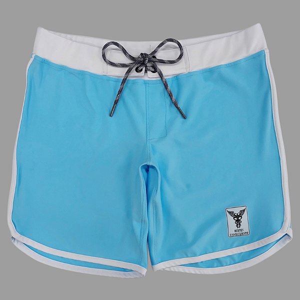 Bermuda Men's Physique Curta Blue Sky com Branco
