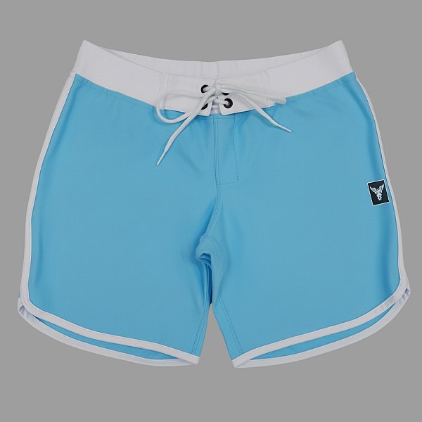 Bermuda Men's Physique Curta Blue Sky com Branco