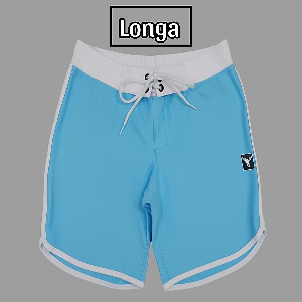Bermuda Men's Physique Longa Blue Sky com Branco
