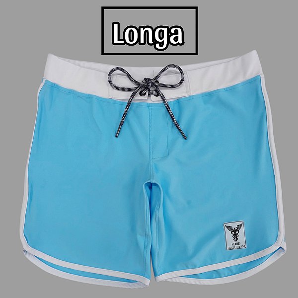 Bermuda Men's Physique Longa Blue Sky com Branco